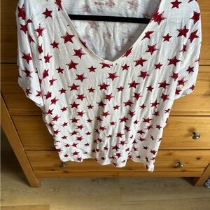 Women's White Top with Red Stars